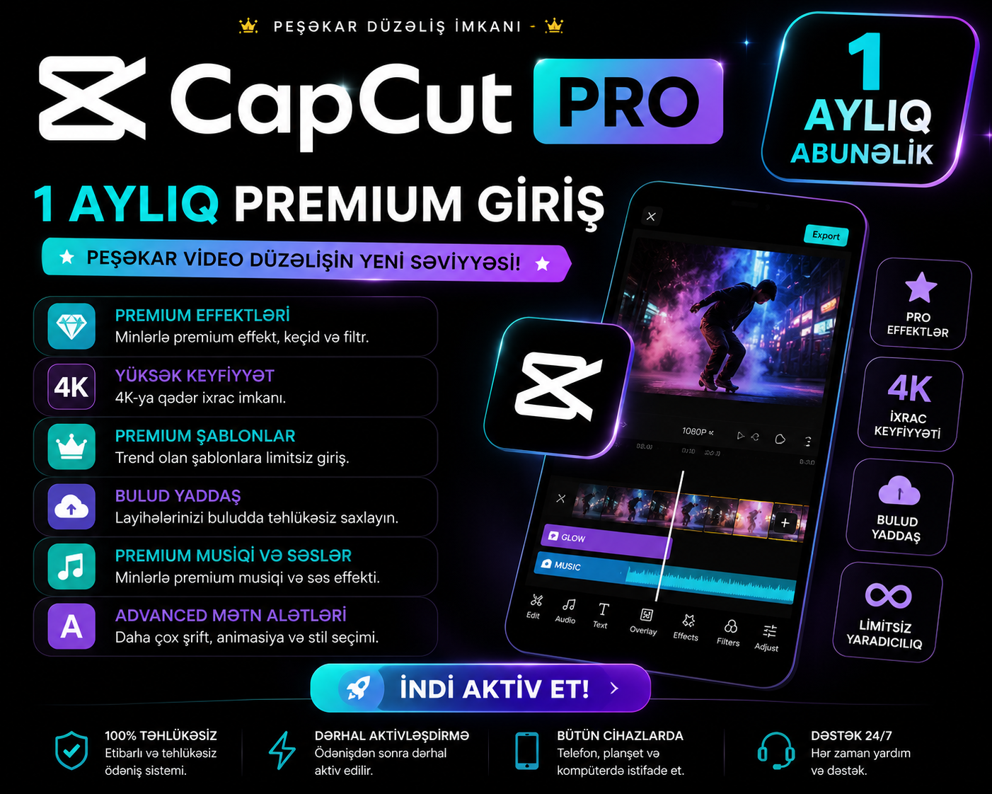 CapCut - 1 aylıq Premıum Abunəlik