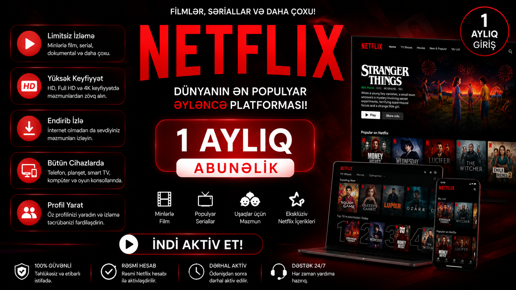 NETFLIX - 1 aylıq